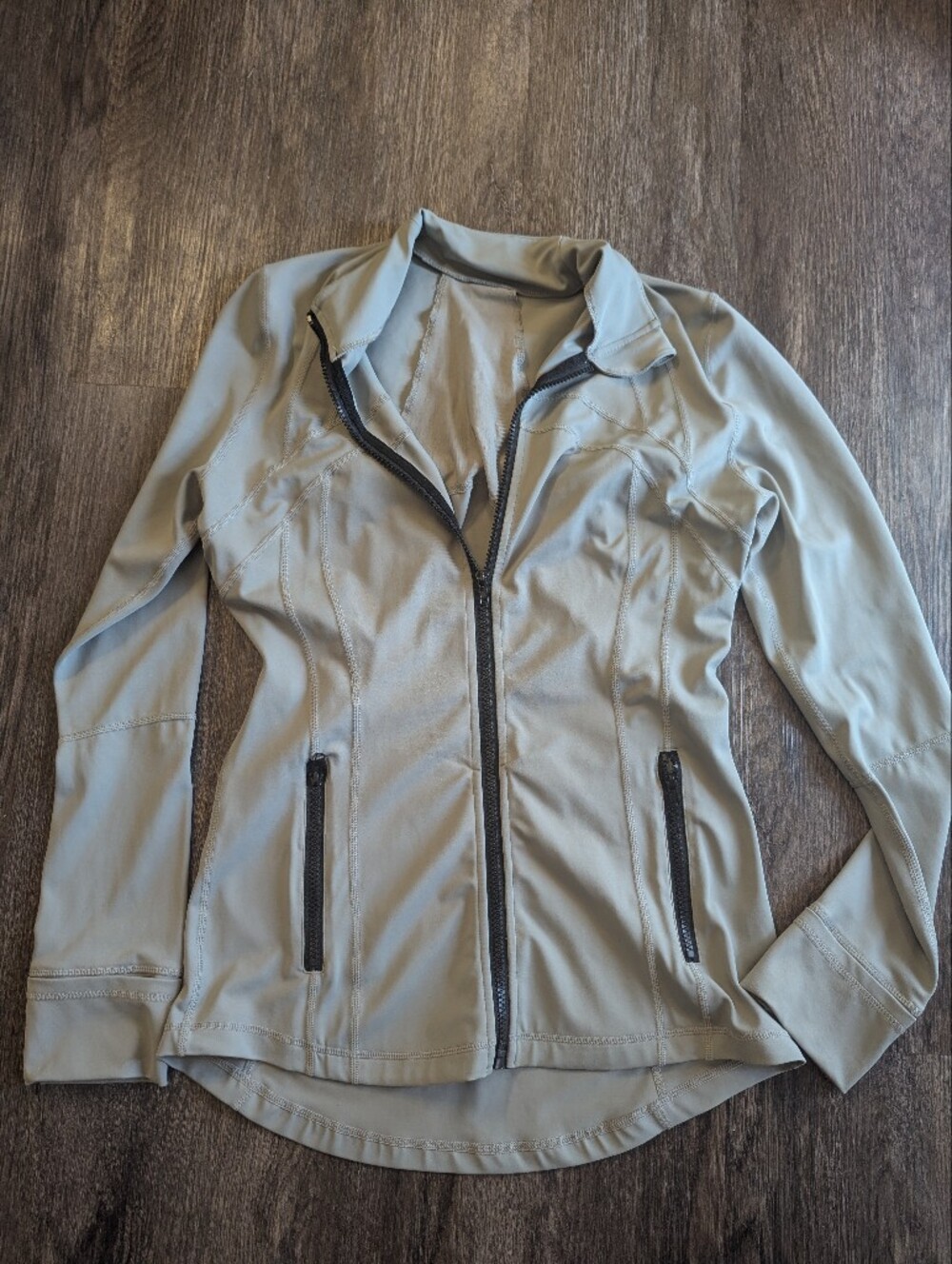 Strong Physiquez Women's Light Gray Zip-Up Running Fitted Jacket Size Large